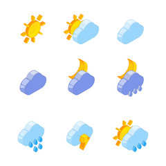 Wall Mural - isometric illustrations of weather icons