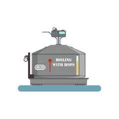 Sticker - Boiling with hops tank, beer brewing process vector Illustration on a white background