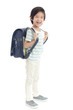 © lalalululala - Portrait of Asian schoolboy with backpack  isolated on white