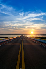 Poster - Sunset sky with road