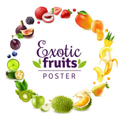 Canvas Print - Exotic Fruits Round Rainbow Frame