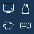 © Amid - Premium set of outline vector icons. Such as credit, modern, computer, purchase, piggy, banking, pencil, black, display, balance, investment, plastic, bank, technology, currency, student, business