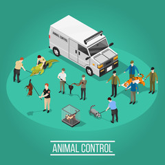 Sticker - Animal Control Isometric Composition