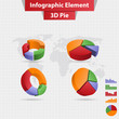 4 different infographic element 3D pie chart vector