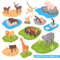 Wall Mural - Isometric Zoo Animal Set