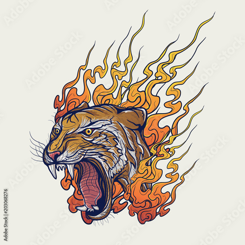 Japanese style tiger vector illustration - Buy this stock vector and