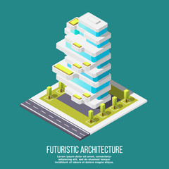 Sticker - Future Architecture Isometric Background