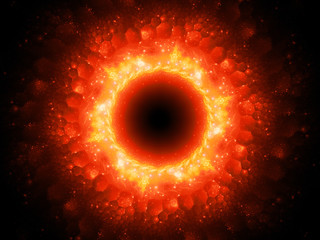 Wall Mural - fiery glowing magical stargate in space with hexagonal patterns