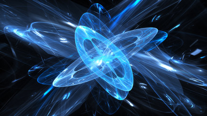 Wall Mural - Blue glowing magical quantum in space
