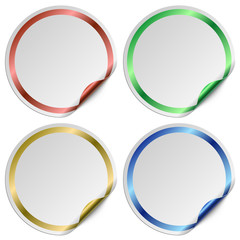 Wall Mural - Blank Round White Stickers with Color Frame