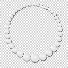 Pearl Necklace On Transparent Background, Stock Illustration Vector