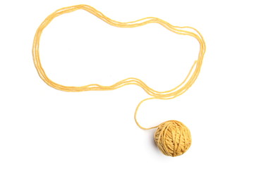 Wall Mural - cloud made of yellow and thread ball isolated on white background. cotton thread ball with empty fra