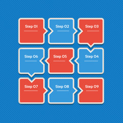 Wall Mural - Vector progress background. Template for diagram, graph, presentation and chart. Business concept with 9 options, parts, steps or processes. Abstract background. eps 10