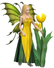 Blonde Haired Yellow Tulip Fairy - Fantasy Illustration
