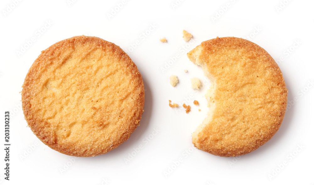 butter cookies on white background - obrazy, fototapety, plakaty 