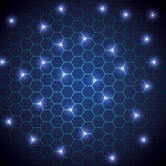 cyber security digital hive blue circuit background binary numbers vector illustration