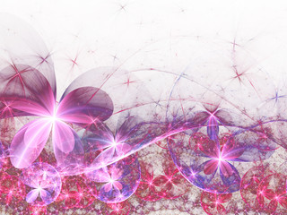 Wall Mural - Soft pink fractal flowers, digital artwork for creative graphic design