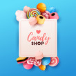 Colorful  background with sweets. Vector Illustration