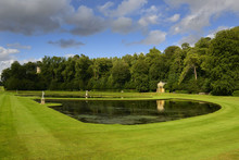 England, North Yorkshire, Ripon. Fountains Abbey, Studley Royal - UNESCO World Heritage Site. Grounds, Garden Buildings And Trees Of Water Park.