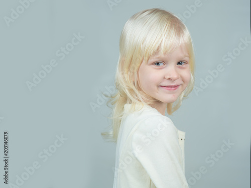 Childhood And Happiness Of Innocent Girl Kid With Blonde Hair