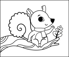 Wall Mural - Painting activity for children. Cartoon Squirrel. Vector Illustration.
