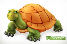 Funny Turtle. 3d Vector Icon