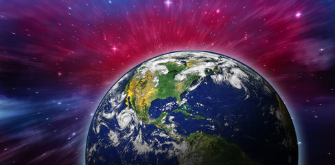 planet earth against outer space