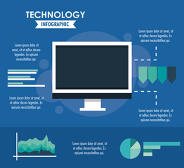 Canvas Print - Tehnology infographic with statistics and elements vector illustration graphic design