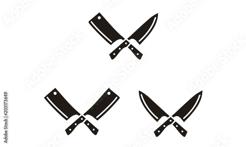 Cuadros en Lienzo Vintage Retro Knife Cleaver Cross sign Butcher Butchery Meat Logo Design