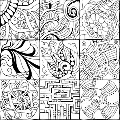 Wall Mural - Hand drawn zentangle background for coloring page