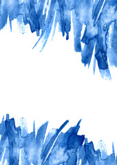 watercolor blue background, blot, blob, splash of blue paint on white background. watercolor blue, p