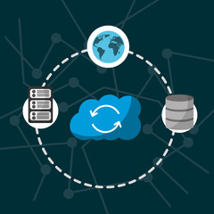 Poster - cloud computing storage refresh data server global connection vector illustration