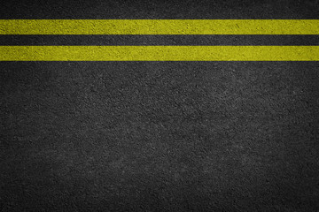 Wall Mural - Double Yellow Line On New Asphalt Road texture background