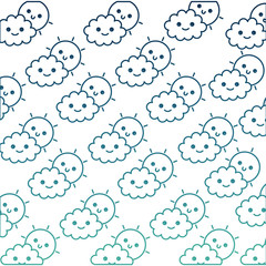 Poster - cute cloud with sun pattern kawaii character vector illustration design