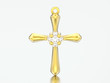 3D illustration gold decorative diamond cross pendant on a gray