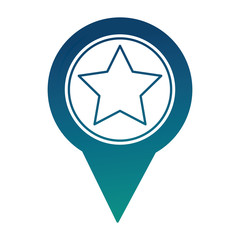 Sticker - pin pointer location with star vector illustration design