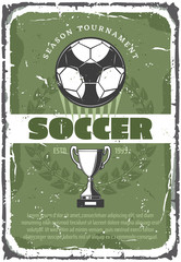 Wall Mural - Soccer or football sport game retro grunge poster