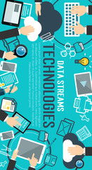 Fototapete - Data management banner of internet technology