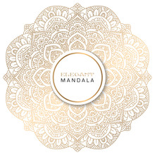 Vector Round Abstract Circle. Mandala Style, Gold Coloring.