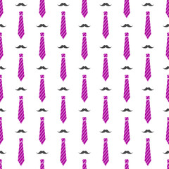 Wall Mural - vector seamless male pattern with mustaches and pink neckties. fashion minimal pattern for fabric pr