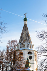 Sticker - bell tower with clock in Suzdal Kremlin in winte