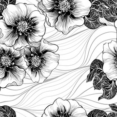 Vector seamless pattern. Flowers background. Use printed materials, signs, items, websites, maps, posters, postcards, packaging.