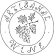 Hand Drawn Doodle Sketch Line Art Vector Illustration of Stamp with Bunch of Ripe Grape and Artisanal Wine Lettering. Unique Emblem Poster Banner Black Outline Design Element Template