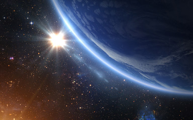 Wall Mural - planet earth and sun.