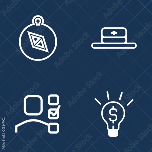 Premium Set Of Outline Vector Icons Such As List Compass - 