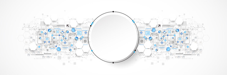 Wall Mural - Abstract circle technology concept. Circuit board, high computer color background.