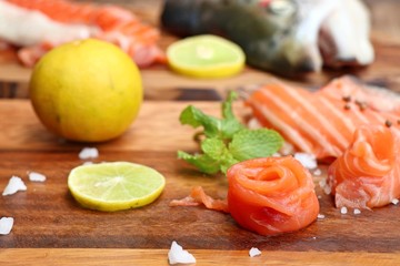 raw slice of salmon