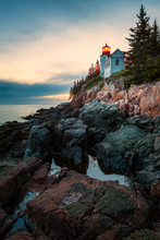 Bass Harbor Head Lighthouse In Acadia National Park At Sunset 