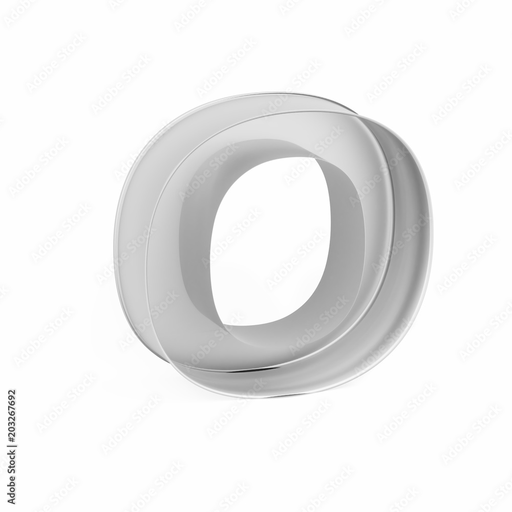 Metal baking cake pan or cookie cutter like capital letter O on white background