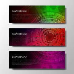 Wall Mural - Abstract vector banners with bright geometric background annual report design templates future Poster template design.